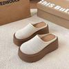Thick-soled bag head half slippers women's outer wear 2025 summer new muffin soft bottom heightened hollow breathable slippers
