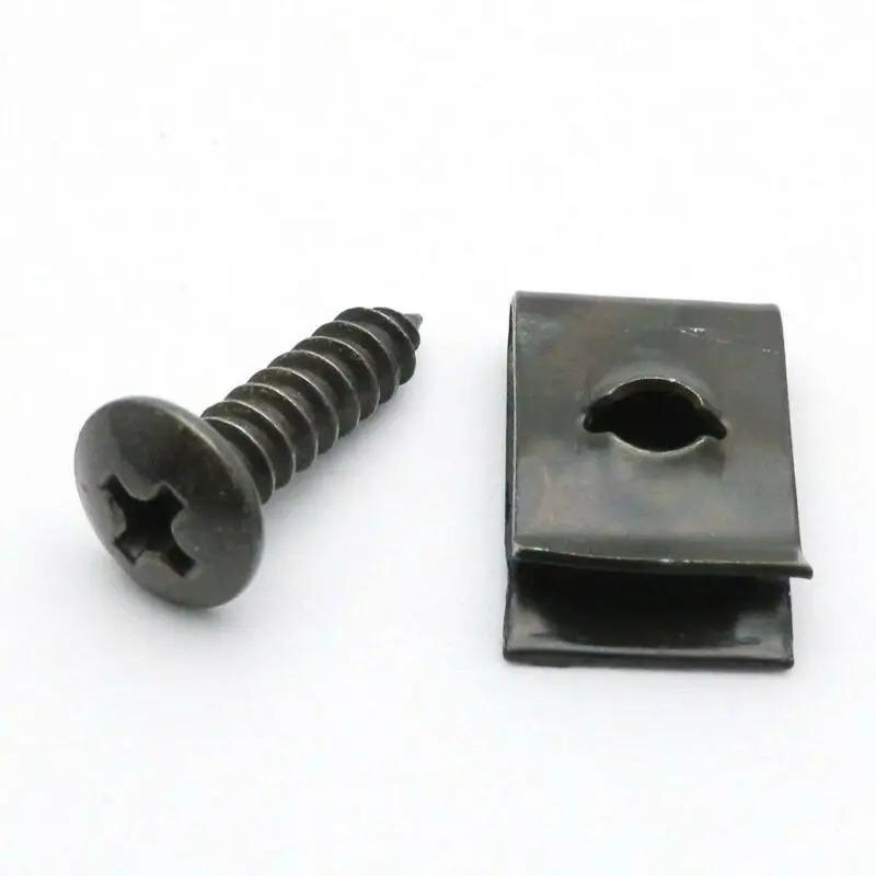 160pcs Car Metal Screw Clips Mixed Set U-Type Fastener Clip with Screw Anti-rust Fender Bumper Protection Buckle Iron Sheet Screw
