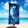 Individuelles Weißer Wolf Strandtuch Personalisierter Name Blaue Rose Mikrofaser Badetuch 160x80cm Weich Schnelltrocknend