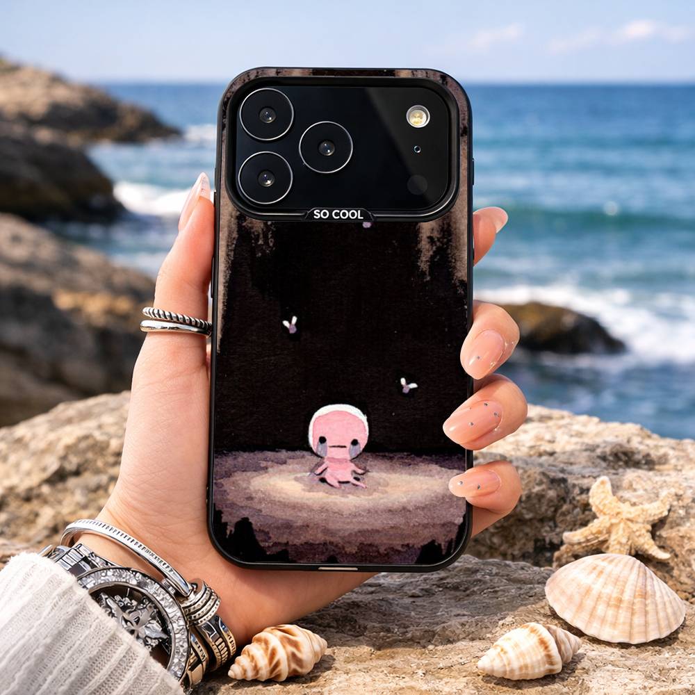 The B-Binding Of I-Isaac Phone Case For iPhone17,16,15,14,13,12,11,Pro,MAX Gray Matte Silicone Black Cover