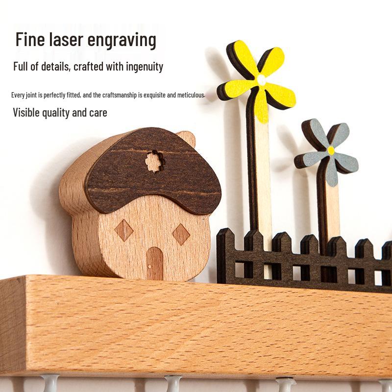 Nordic Wooden Wall Key Holder & Shelf - Stylish Entryway Hook for Keys & Decor