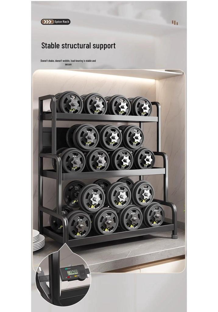 Multifunctional Kitchen Countertop Seasoning Rack with Salt Storage Jars