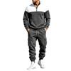 Men's Lined Track Suit with Stand Collar - Casual Color Block Sweatshirt and Pants Set, Loose Fit Two Piece Outfit for Fall Winter Outdoor