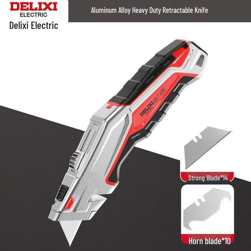 Heavy-Duty Industrial Folding Utility Knife with Thick All-Steel Retractable Blade for Electricians and Cable Work.