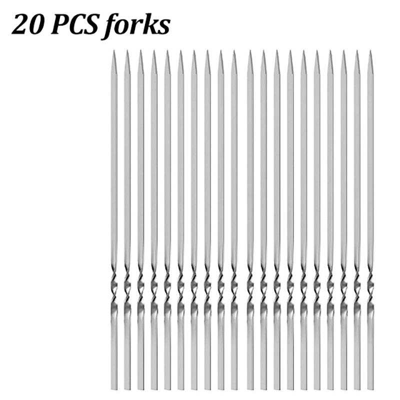 10/20Pcs Stainless Steel Barbecue Skewer Reusable Flat BBQ Needle Stick Barbecue Tools for Outdoor Camping Party Accessories