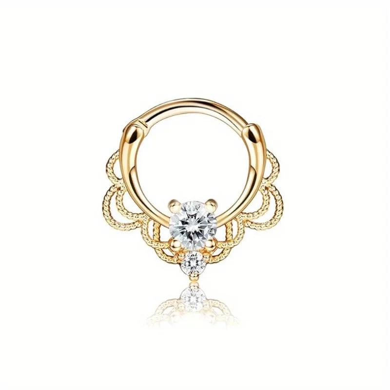 Florideco Septumringe 316L Edelstahl Opal Daith Nasenringe CZ Knorpel Tragus Ohrringe Septum Clicker Piercing Schmuck