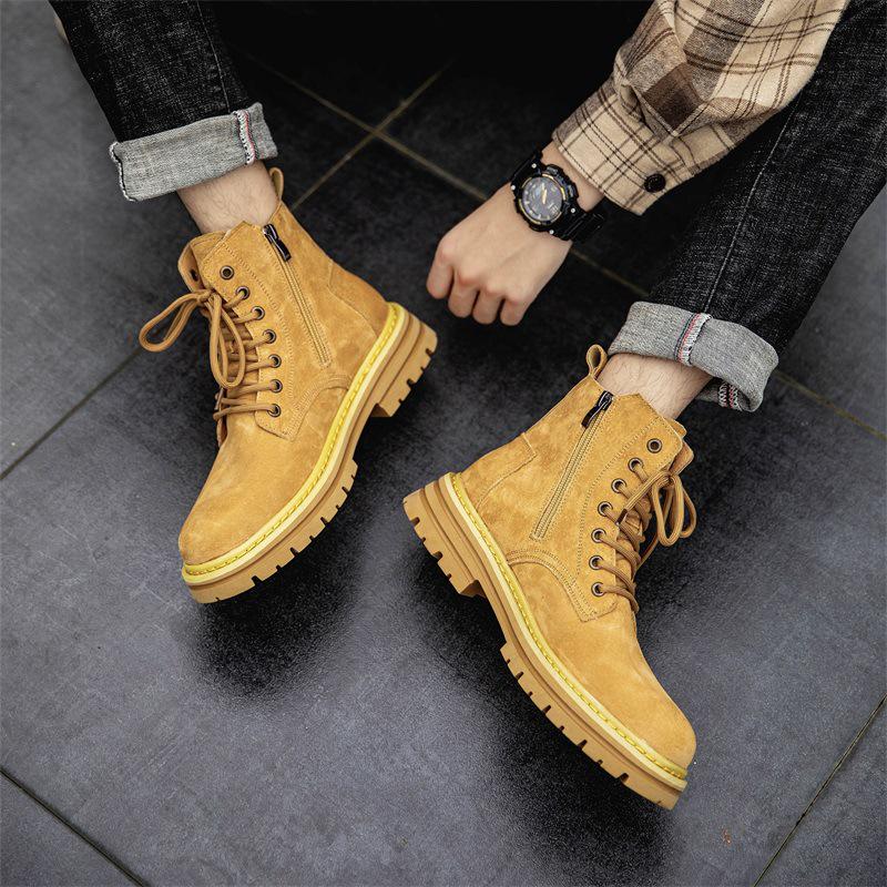 Pánské retro kožené martensky - Podzimní ležérní pouštní boty na zip se silnou podrážkou