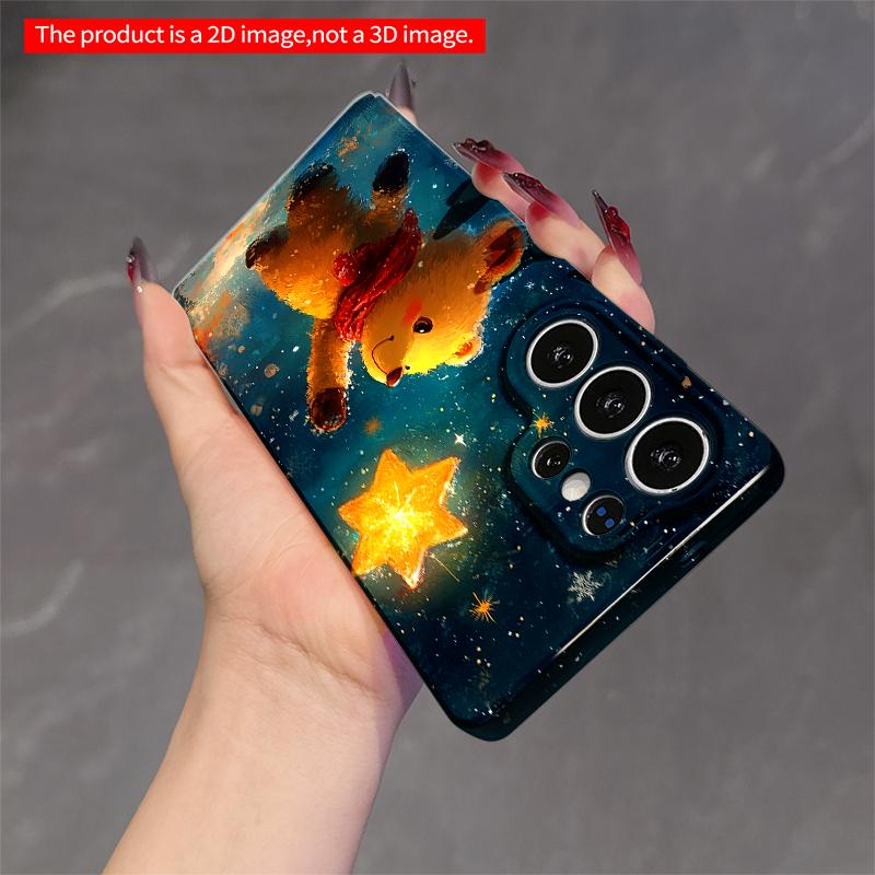 2DFlat Samsung phone case Star-Gazing Bear in Snowfall Applicable to Galaxy S22 S23 S24 S25ULTRA S26 A12 A13 A14 A15 A16