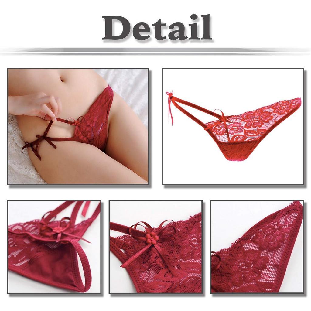 WHITE FANG Lace Sexy Lingerie for TT150 T-Back Panties, Underwear, Women, (04 Red)