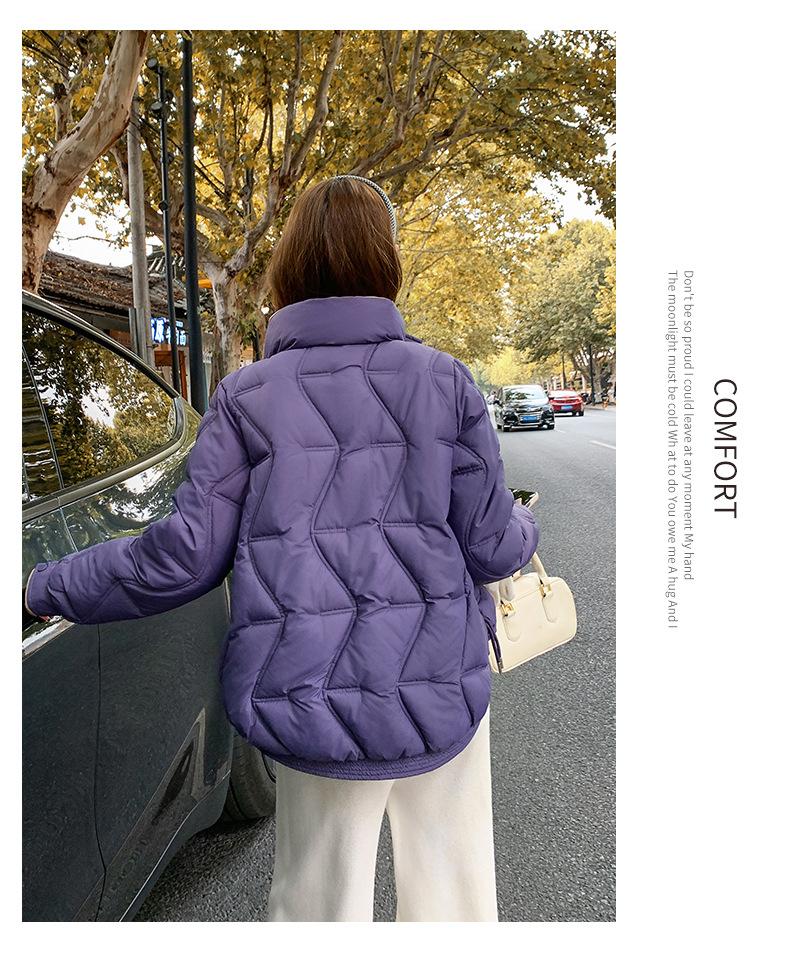 Women’s Short Stand Collar Windproof Thin Slim Winter Jacket