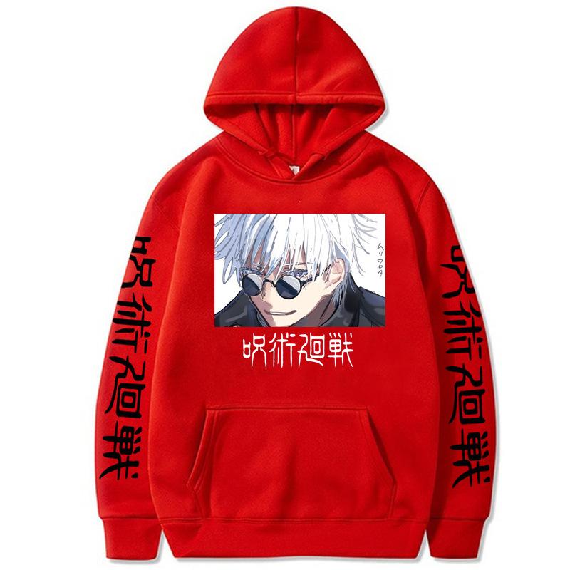 Anime Jujutsu Kaisen Gojo Satoru Graphic Printed Hoodies Oversized Hooded Vintage Long Sleeves Cotton Hoodie Men Women Clothes