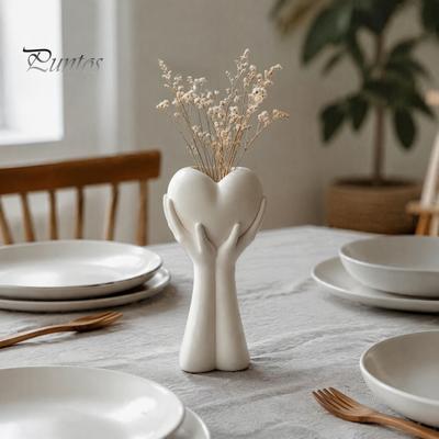 Vaso in Materiale Ecologico Mani che Tengono Cuore, Stampa 3D Moderno Centrotavola per Fiori Contenitore a Forma di Mano Artistico per Secchi E