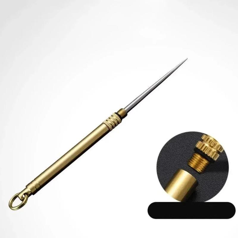 Set Scobitoare Premium Titan & Alamă cu Furculiță pentru Fructe - 2-în-1 Esențial pentru Camping, Instrument Metalic Dental Portabil Mai Puternic Decât Ața Dentară