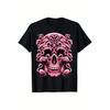 Stylish Flamingo Skull Graphic T-Shirt  Breathable Short Sleeve Round Neck Tee