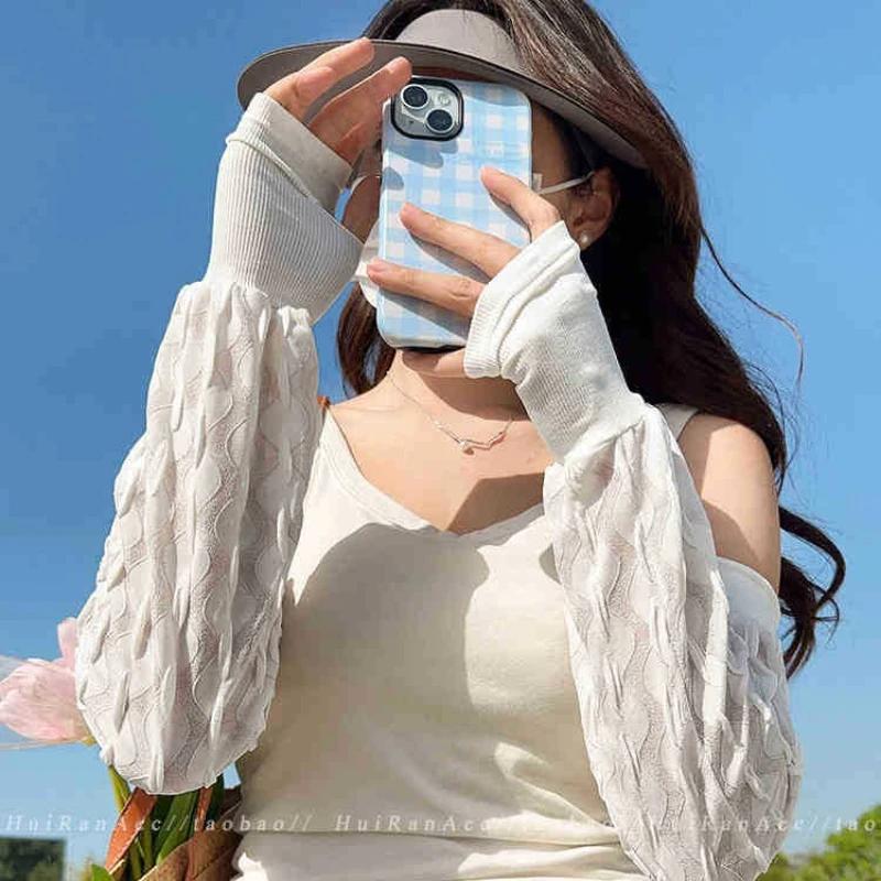 New Ice Sleeve Women's Sun Protection Loose and Enlarged Outdoor Cycling Ice Thread Arm Protection Sun Protection Sleeves
