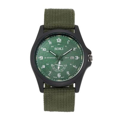 Men's Strategy Military Watch: Calendar Analog Waterproof Nylon Strap Braided Large Dial Simulated Quartz Watch Fashion Watch Green - Birthday