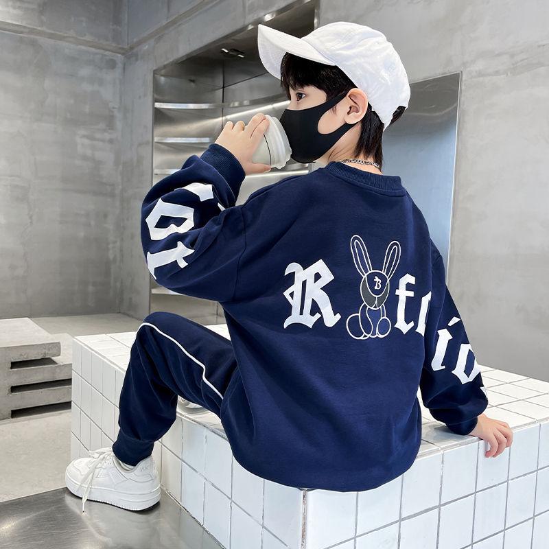 2023 Boys' Cartoon Sports Two-Piece Suit: Sweatshirt & Sweatpants for Spring/Autumn