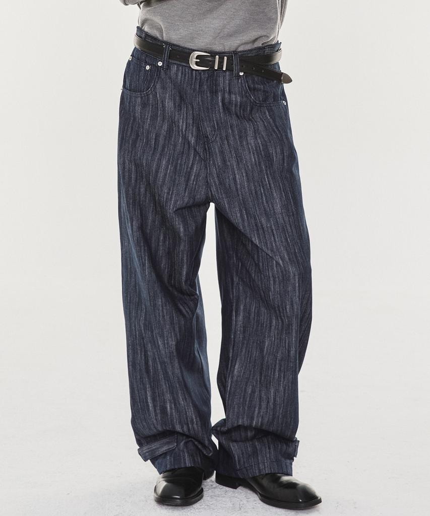 Gicheol Hem Button Wide Denim Pants (Raw Indigo)