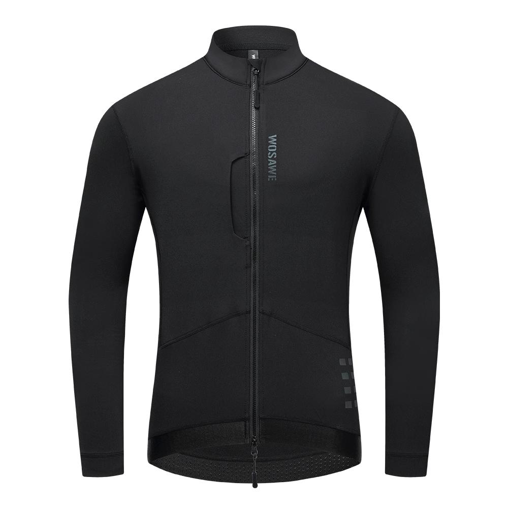 WOSAWE Podzim Zima Pánská Cyklistická Bunda Větruodolná Termální Fleecová Reflexní Dlouhý Rukáv Teplé Topy Silniční Cyklistické Oblečení