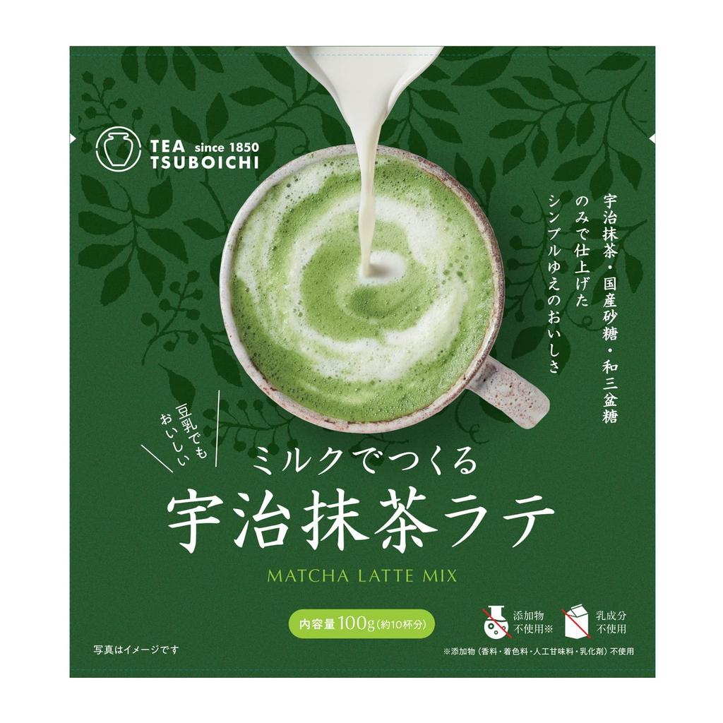 Tsuboichi Seicha Honpo Uji Matcha Latte Made with Made In No Wasanbon Powder Matcha Latte Milk, 100g, Japan, Additives, Sugar, Dairy-Free (8 Bags)