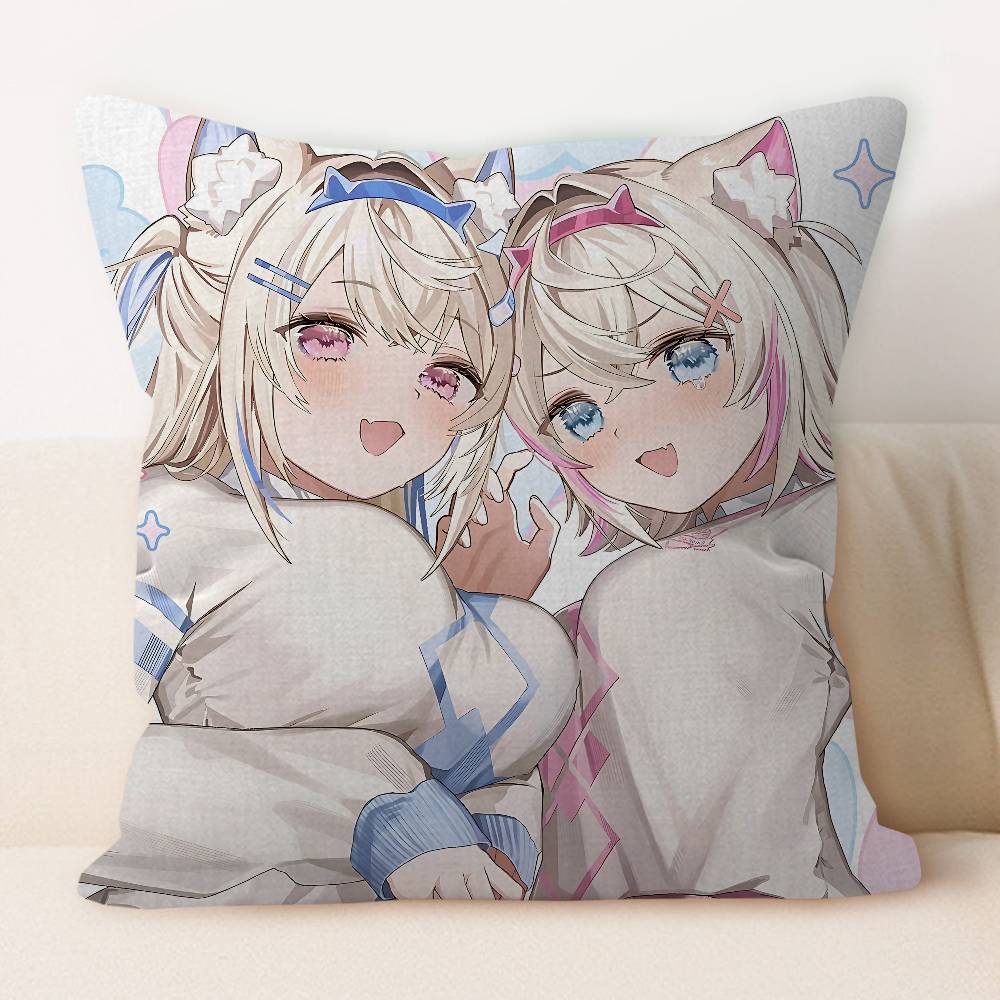 

Hololive Mococo Fuwawa Abyssgard Pillow Cover For Bedroom Room And Living Room Sofa Decorative Cushion Cover 12x12Inch