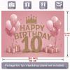 2D Rose Gold Number 10 Happy Birthday Backdrop Banner Party Decoration for Girls