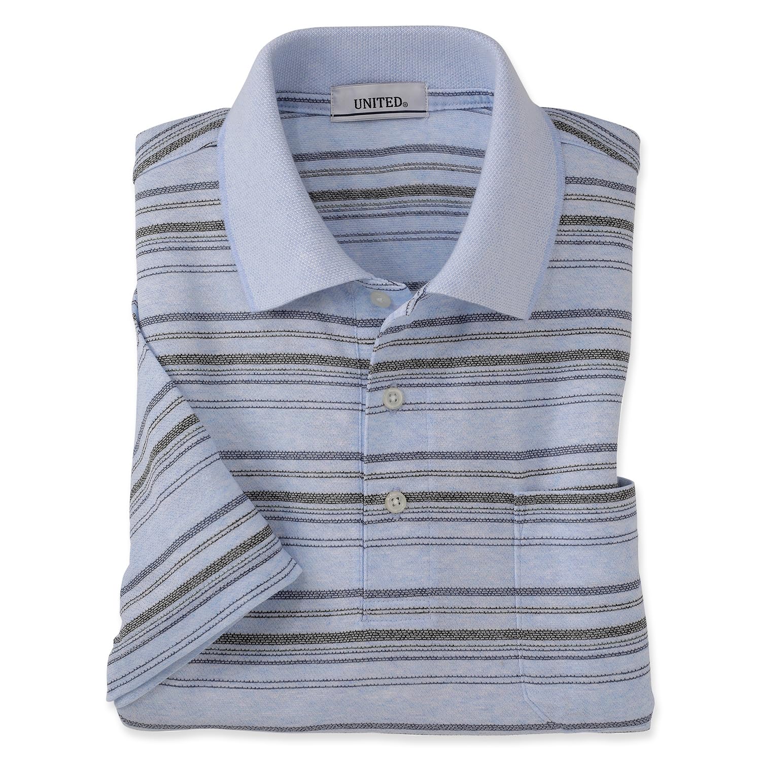 

рубашка-поло с текстурированной сделано для мужчин [UNITED] Короткий рукав, кайма, Япония, (М, синий) синий