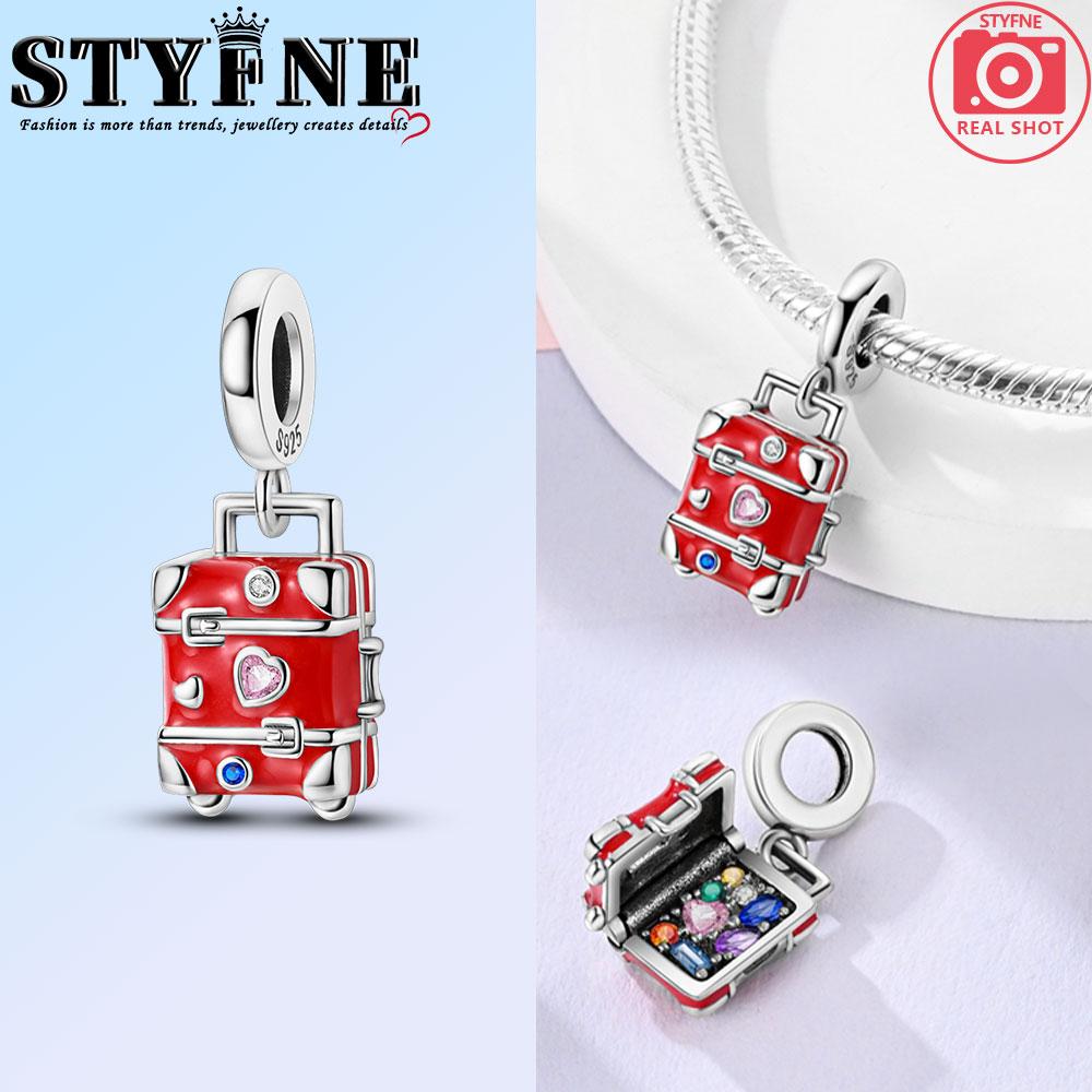 Copper Fashion Colorful Travel Luggage Charms Beads Fit Original Bracelets Diy Anniversary Jewelry For Wome
