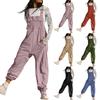 Monos de mujer, moda de verano, informales, holgados, de pierna ancha, de color liso, con bolsillos, estilo retro, con botones y tirantes.