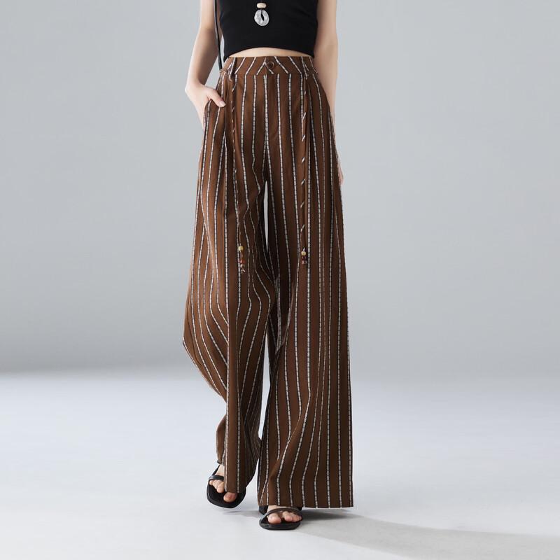 SOFSIL Women s High-Waist Striped Wide-Leg Pants