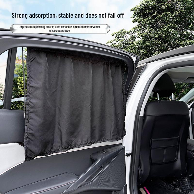 Black Car Interior Privacy and Sunscreen Suction Cup Curtain