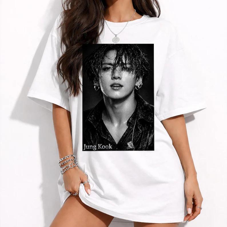 2026 Summer Hot Sale Korean Pop Idol Jungkook T-shirt Men Women Print Crew Neck T Shirt Breathable and Comfortable Clothes