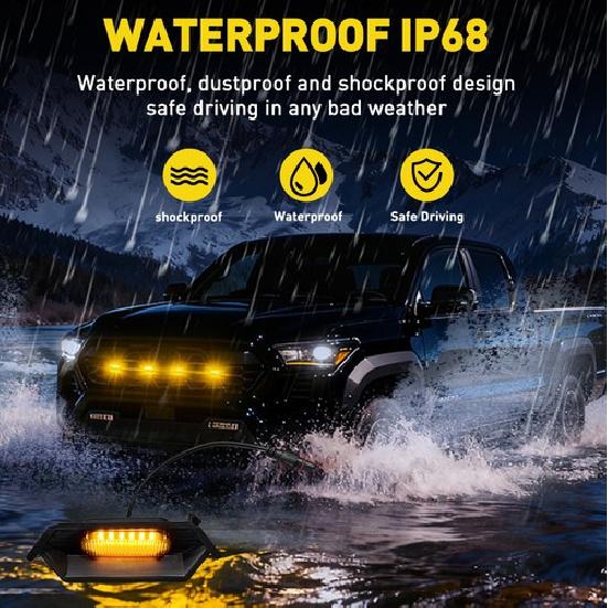 4pcs LED Amber Grill Lights For Toyota Tacoma TRD Sport Off-Road 2024 2025