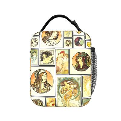 Lunch Bag Alphonse Mucha Zodiac Art Nouveau  Travel Lunch Box For Unisex  Cute Convenient Custom Cooler Bag