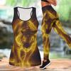 Wildtiermuster Druck Yoga Outfit für Damen Mode Workout Leggings Fitness Sport Freizeit Yoga Set Sportanzug