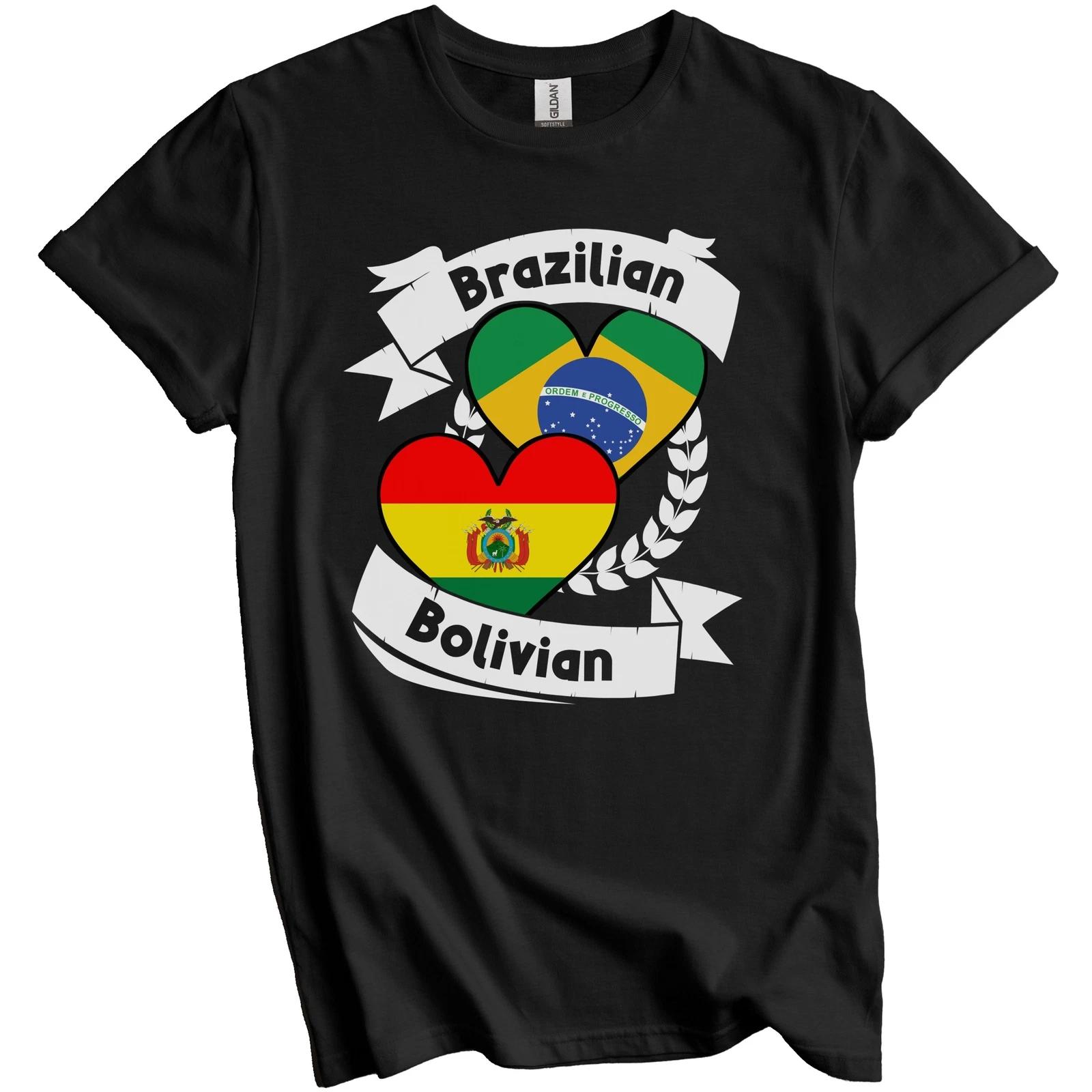 Brazilian Bolivian Heart Flags Brazil Bolivia T-Shirt 2XL