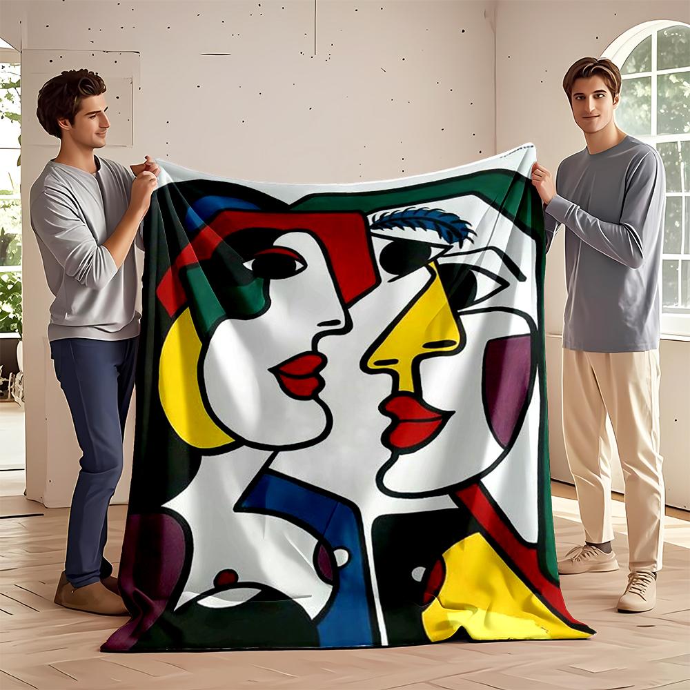 Abstract Colorful Faces Art Design Blanket Flannel blanket for bedroom, living room, sofa, and nap sofas.