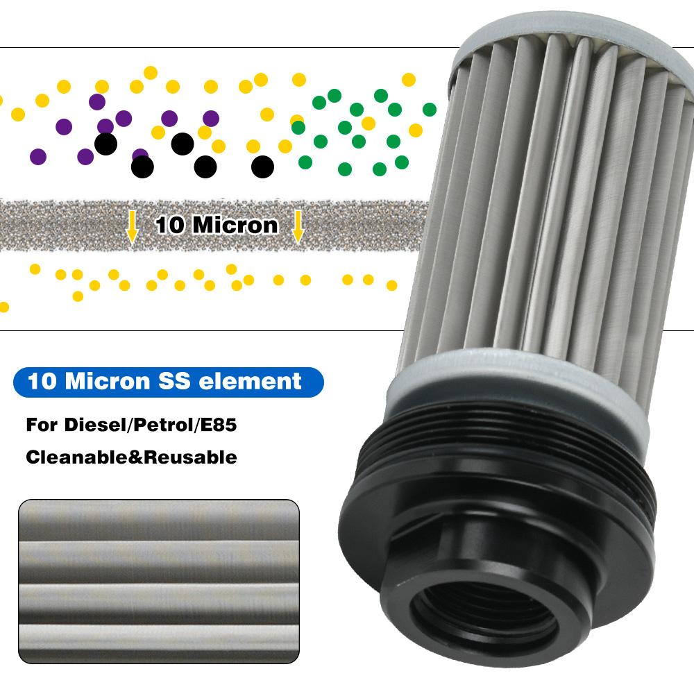 Essential Engine Protection 10 Micron/ 100 Micron Stainless Steel Inline Fuel Filter Designed W/ Fuel Fuel Filters5