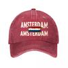 Berretto da Baseball in Cotone Lavato Vintage Amsterdam Berretto da Baseball Lavato