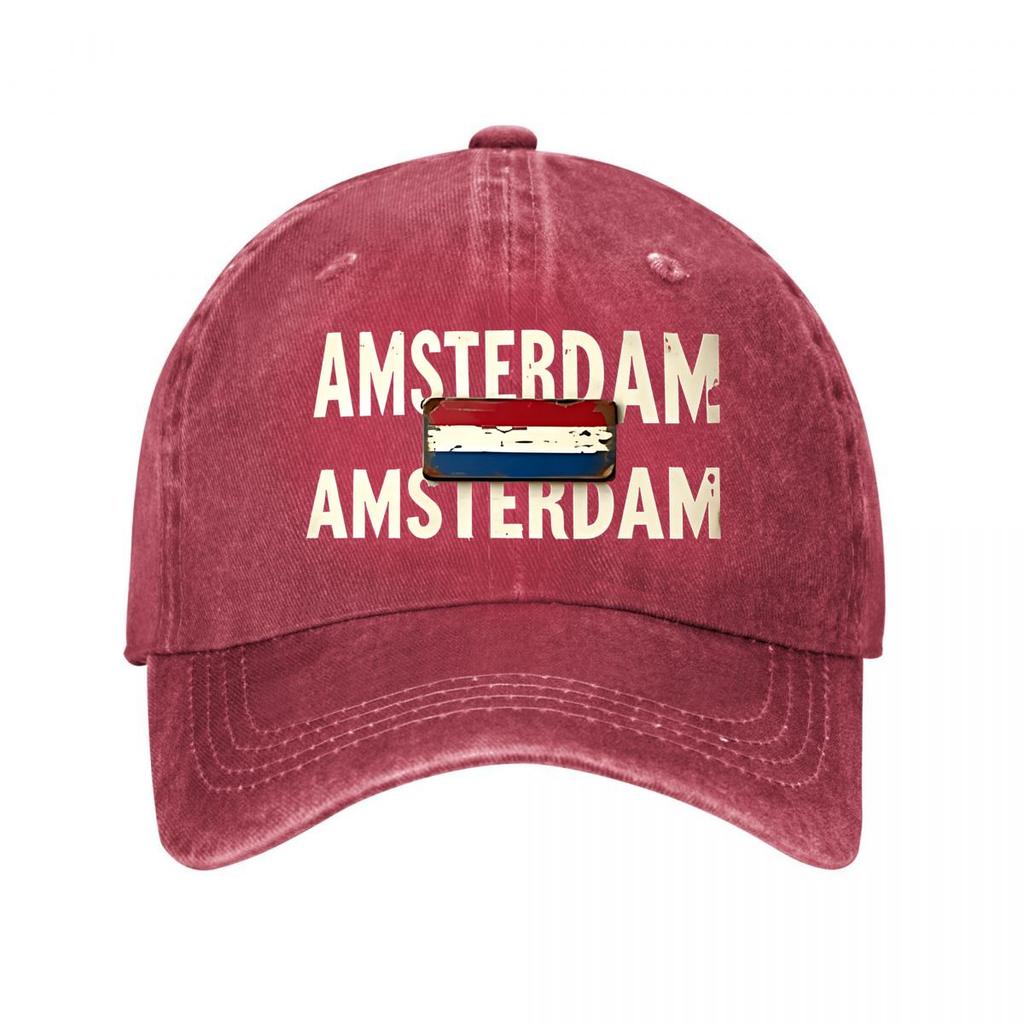 Berretto da Baseball in Cotone Lavato Vintage Amsterdam Berretto da Baseball Lavato