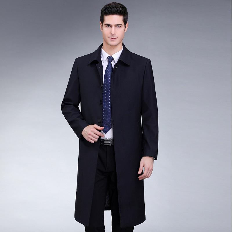 Middle-aged and Elderly Men's Wool Windbreaker Men's Business Casual Long Coat Autumn Clothing Men's Dad Plus Fat Enlarged High-end Top