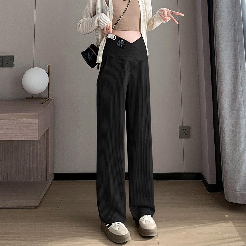Ice Silk Maternity Wide-Leg Drawstring Pants - Spring/Summer Casual Wear