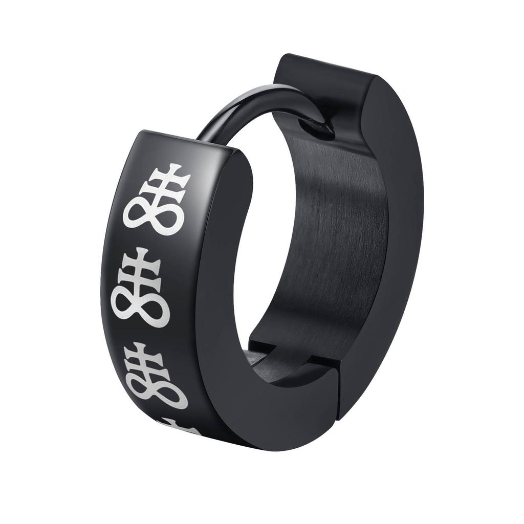 Black Viking Thors Hammer Earrings for Men Boys, Waterproof Stainless Steel Hoop Huggie Earring Jewelry, brincos masculinos