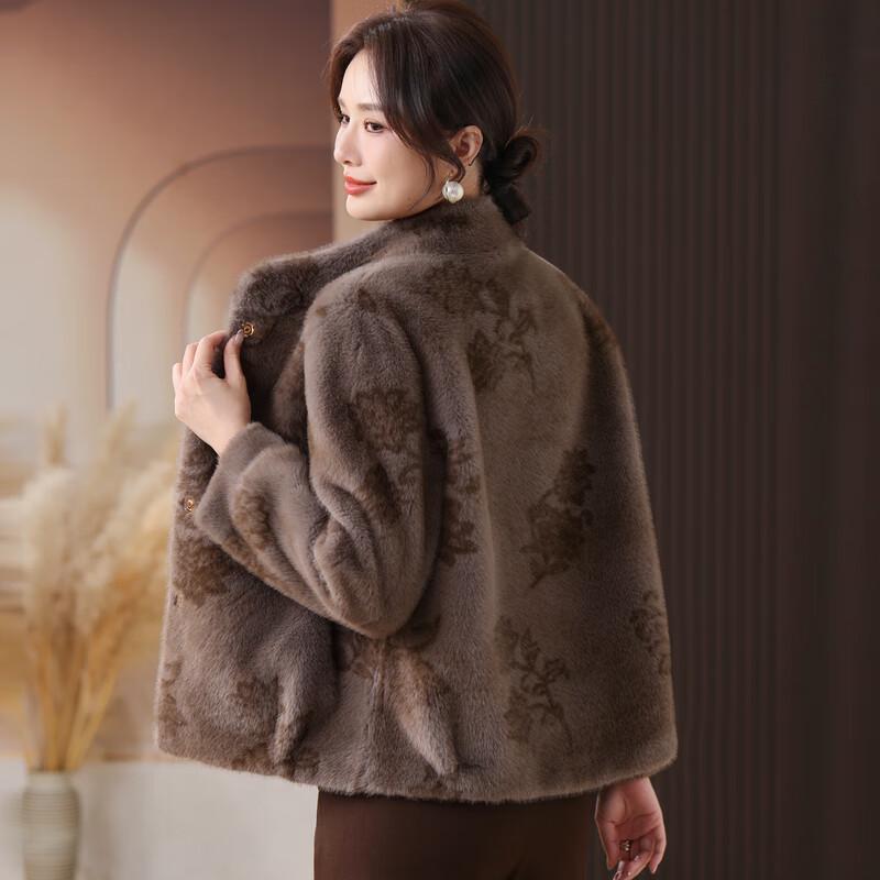 Elegant Faux Mink Velvet Autumn/Winter Coat for Middle-Aged Women