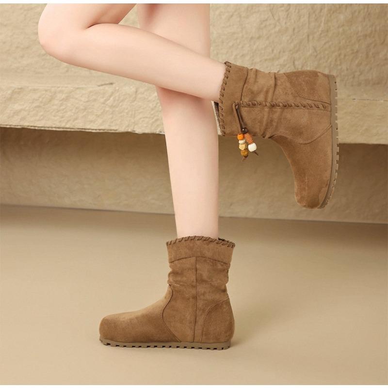 Fashion Ankle Boots for Women Flats Dress Designer Shoes Fashion Winter Cozy 2025 New Trend Casual Chelsea Boots Suede Zapatos Mujer
