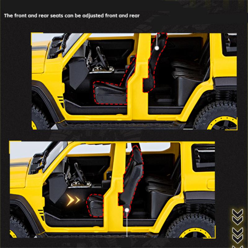 1/24 Versione Fuoristrada Tank 300 Modello di Auto in Lega Metallo pressofuso Giocattolo Veicoli Fuoristrada Modificati Modello di Auto Suono e Luce Regali per Bambini