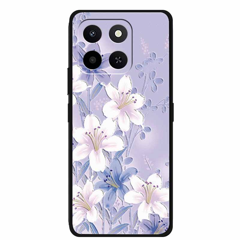 3D Case For Honor X7d 5G Case X 7 d Coque 6.77" Emboss Flowers Black Silicone Soft Back Cover For Honor X7d 4G Cases Shell Funda