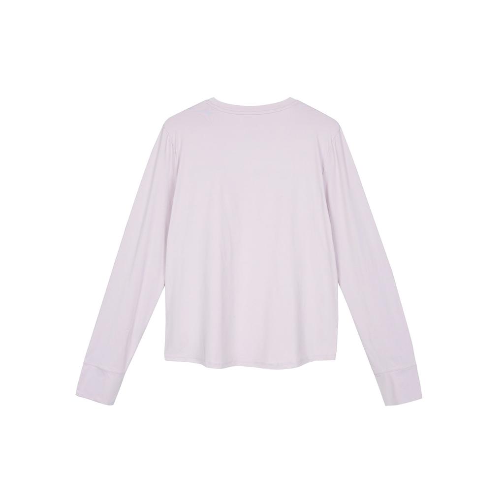 Nike Solid Color Round Neck Casual Long Sleeve T-Shirt Women Tops Grey Purple FN2802-019