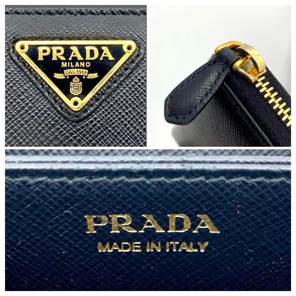 Used PRADA Saffiano Round Zip Coin Case