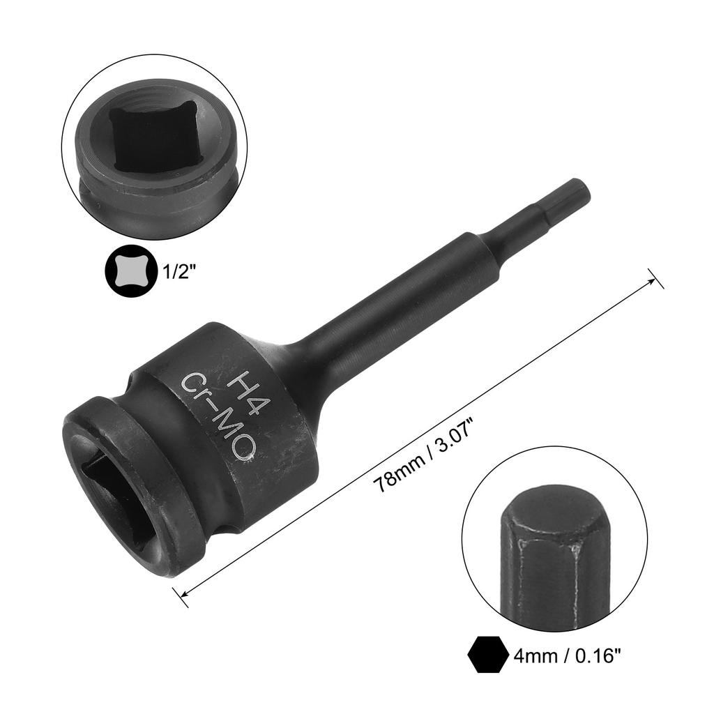 4/5/6/7/8/9mm Hex Impact Bit Socket H4-H9 CR-MO Steel Impact Drive Hex Bit Sockets Lengthen Hex Screwdriver Socket Adapter